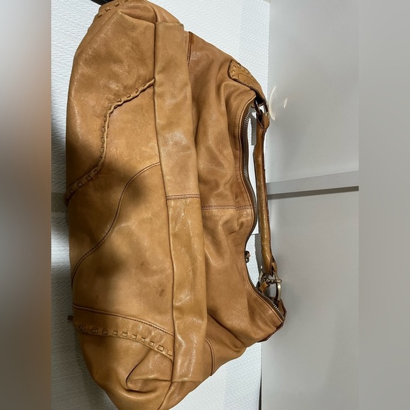 Junior Drake camel color, leather shoulder bag, hobo festival, Boho